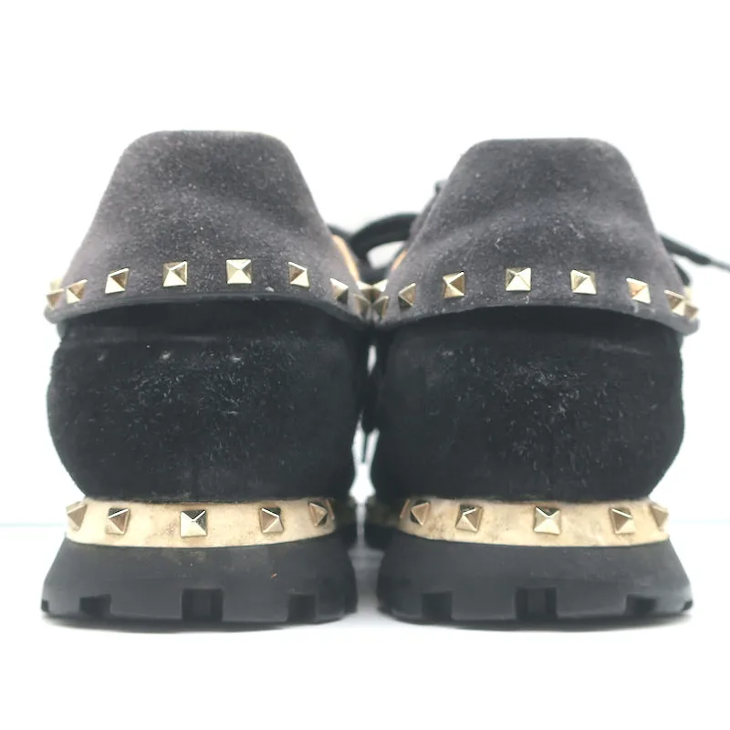 Valentino Soul Rockstud Sneakers Schwarz Camouflage & Grauer Wildleder Größe 35