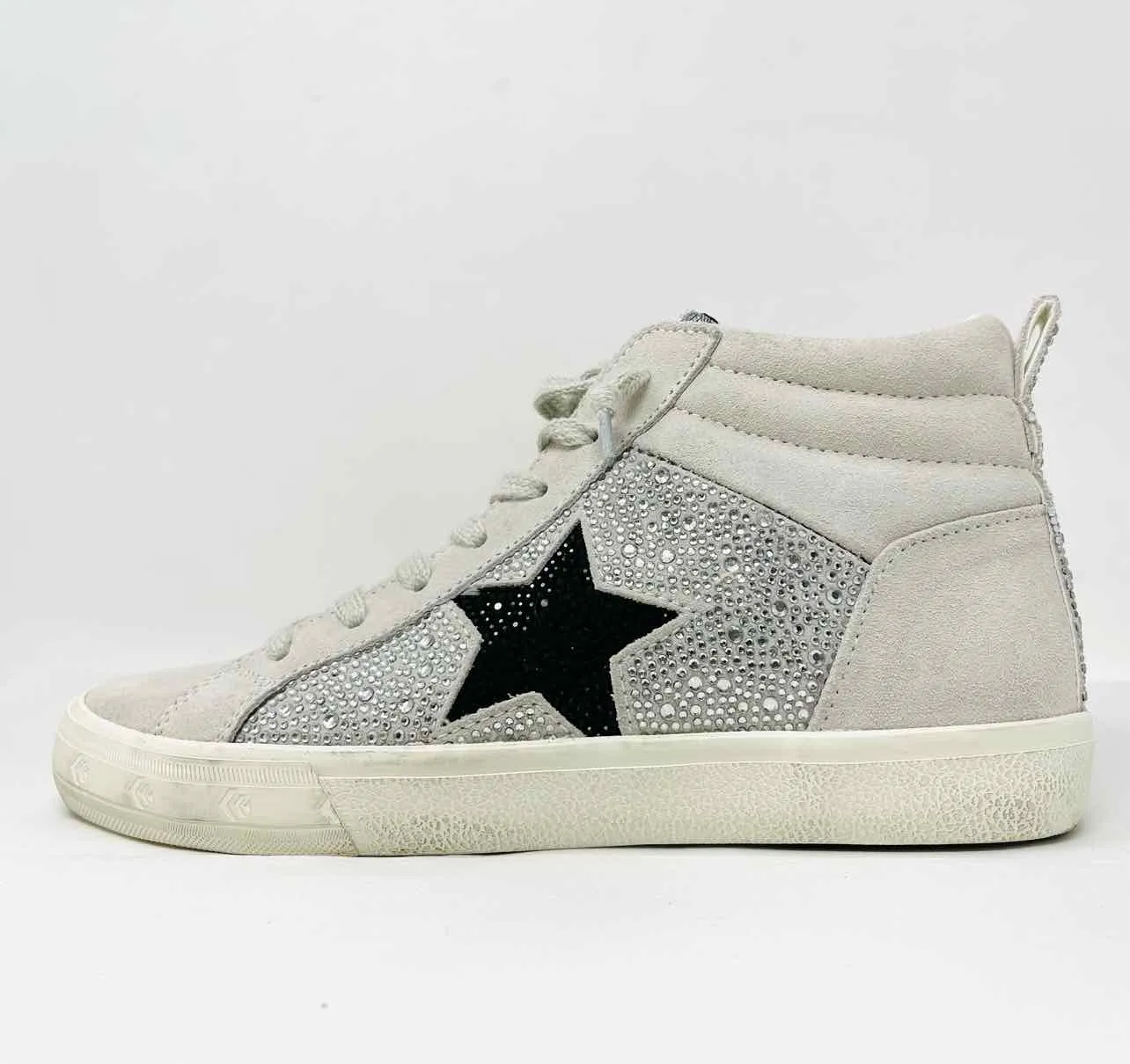 Vintage Havanna Größe 8 Weiß/Schwarz/Silber Sterne Strass-Schuhe Sneaker