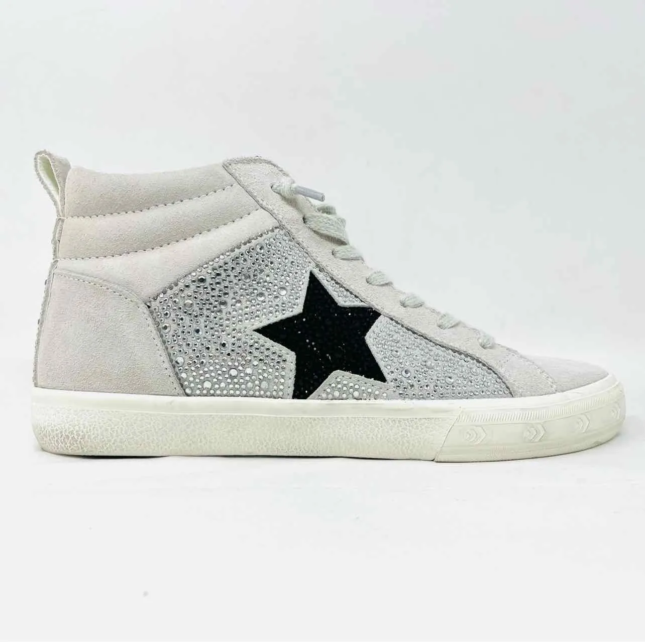 Vintage Havanna Größe 8 Weiß/Schwarz/Silber Sterne Strass-Schuhe Sneaker