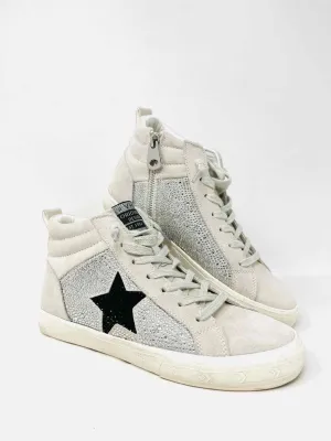 Vintage Havanna Größe 8 Weiß/Schwarz/Silber Sterne Strass-Schuhe Sneaker