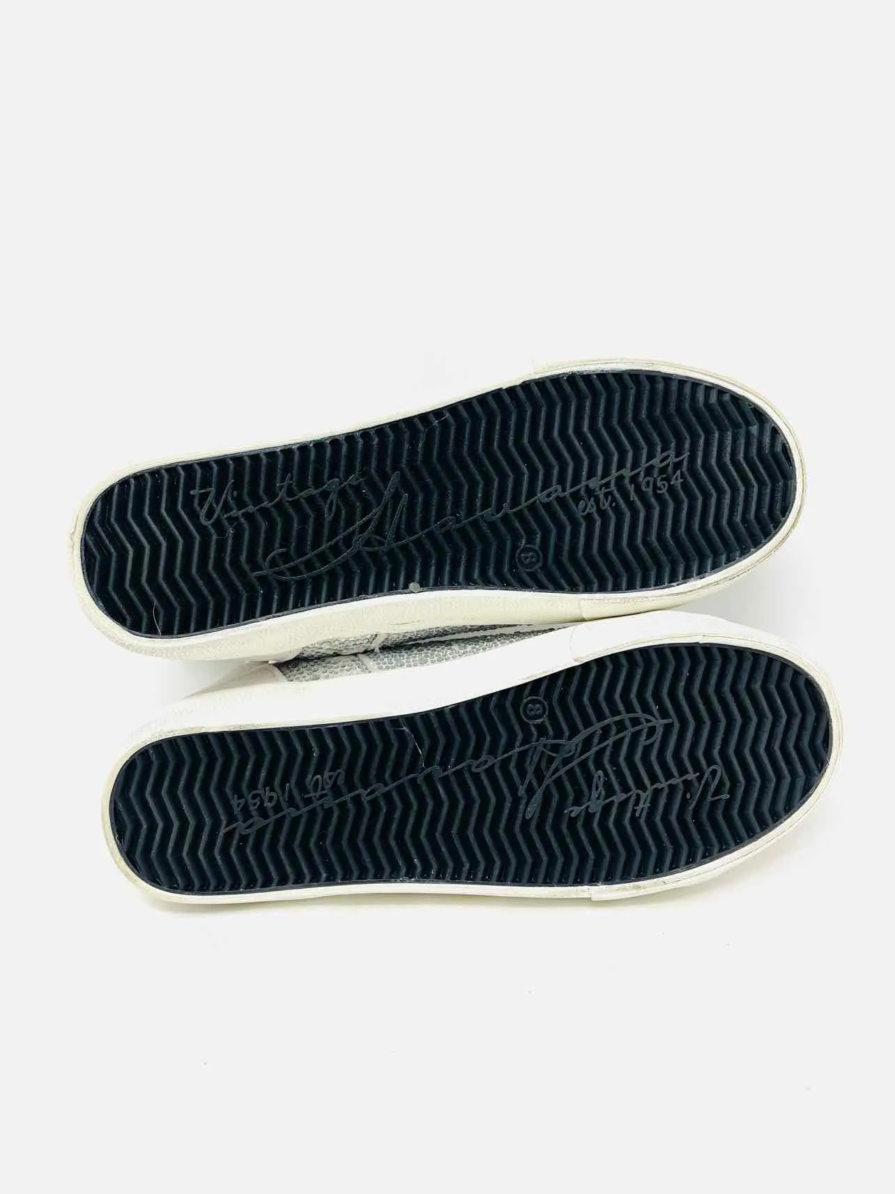 Vintage Havanna Größe 8 Weiß/Schwarz/Silber Sterne Strass-Schuhe Sneaker