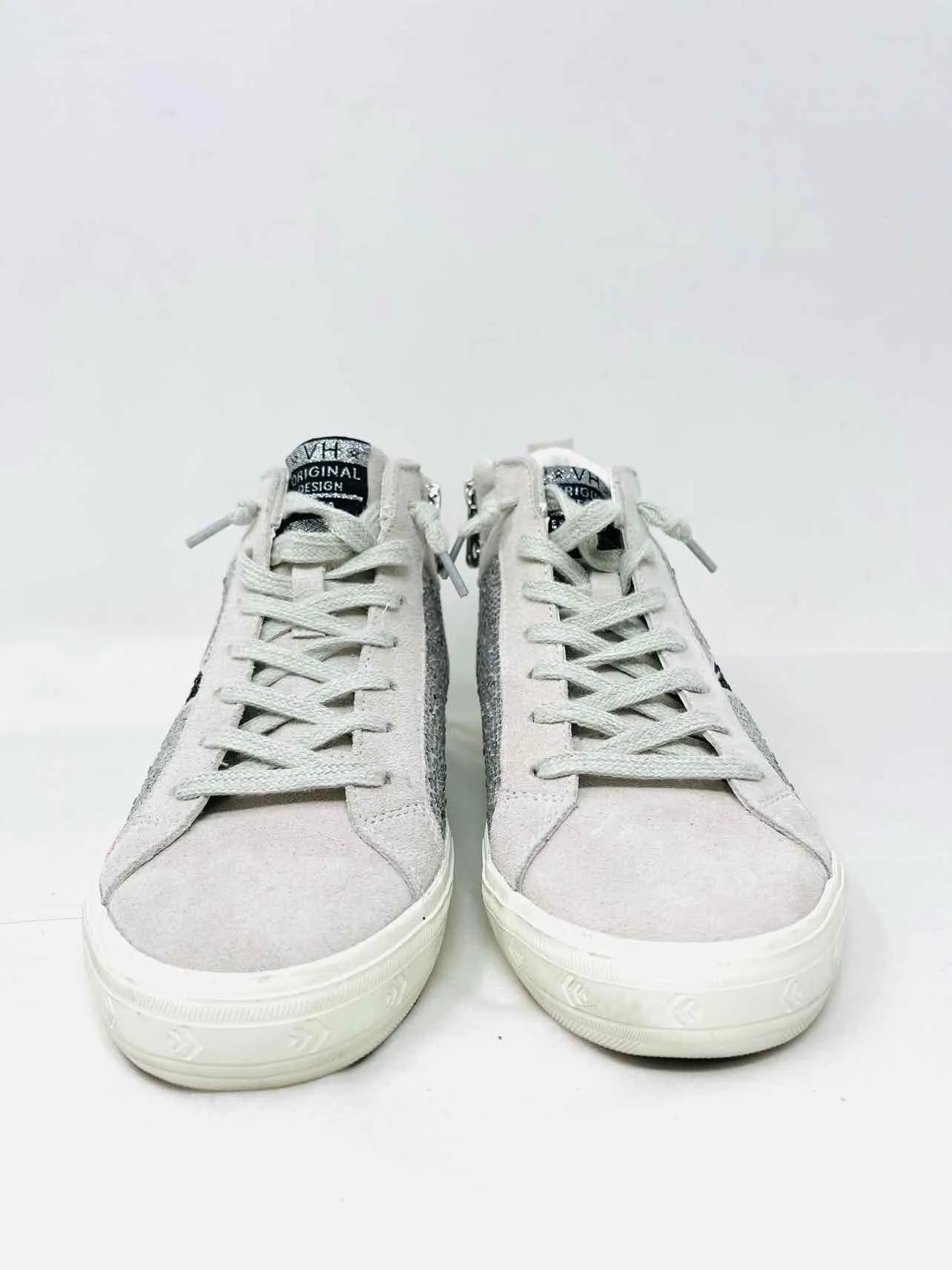 Vintage Havanna Größe 8 Weiß/Schwarz/Silber Sterne Strass-Schuhe Sneaker