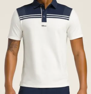 Wilson Herren All Seasons Polo - Klassische Marine / TAN Streifen Kleidung Wilson Herren