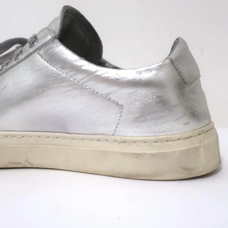Damen Common Projects Achilles Low Sneakers Silber Metallic Leder Größe 38