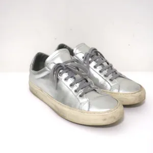 Damen Common Projects Achilles Low Sneakers Silber Metallic Leder Größe 38
