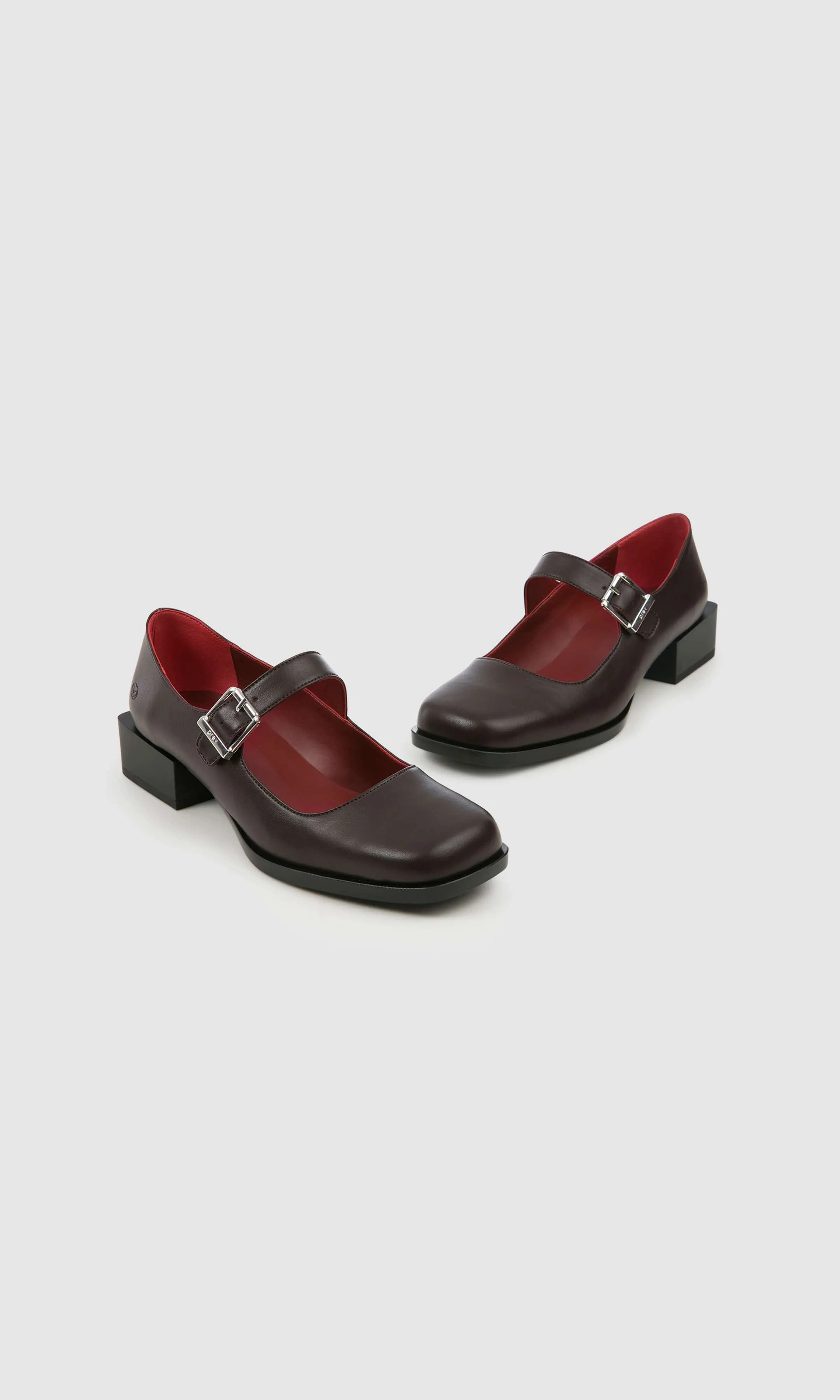 Damen Apple Leder Vegan Mary Jane Pumps | Braun