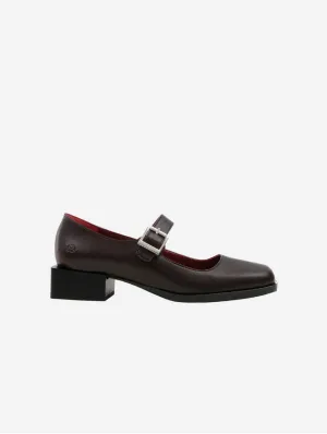 Damen Apple Leder Vegan Mary Jane Pumps | Braun