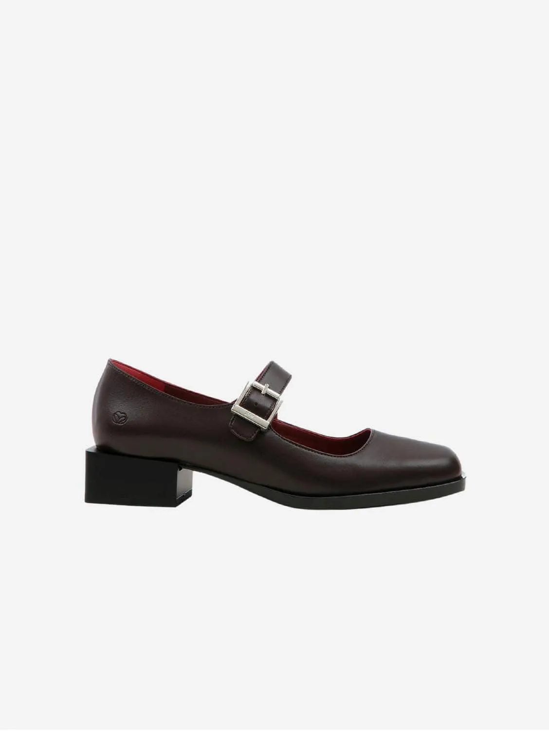 Damen Apple Leder Vegan Mary Jane Pumps | Braun