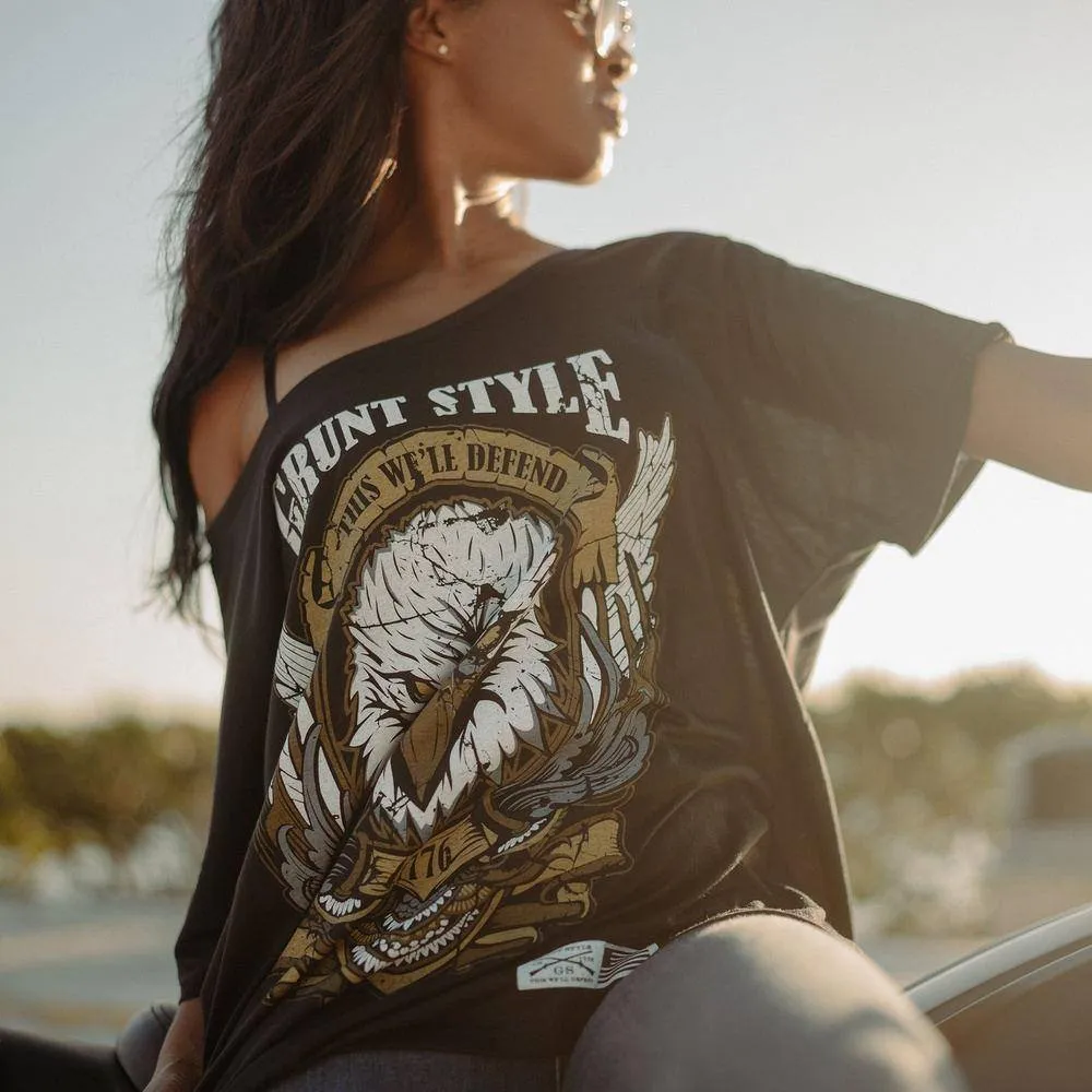 Damens Easy Rider Eagle lässiges T-Shirt - Schwarz