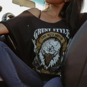 Damens Easy Rider Eagle lässiges T-Shirt - Schwarz