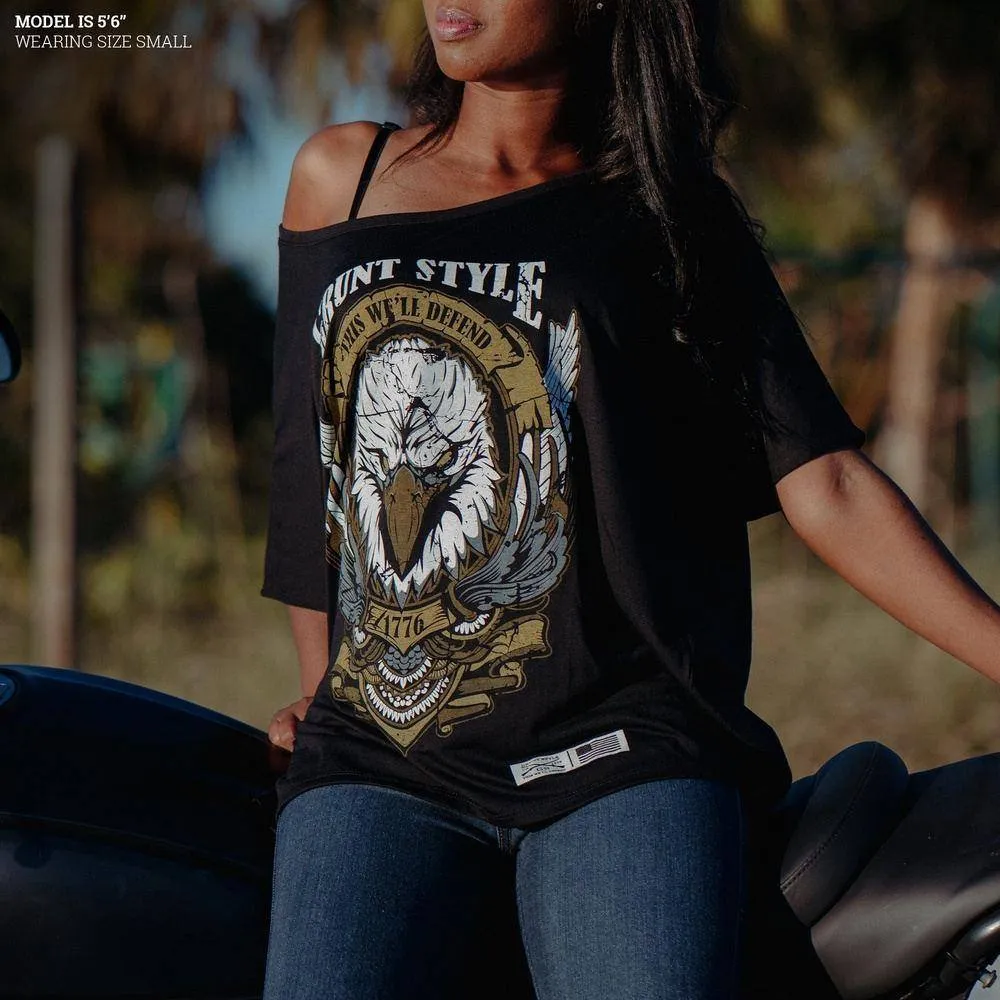 Damens Easy Rider Eagle lässiges T-Shirt - Schwarz