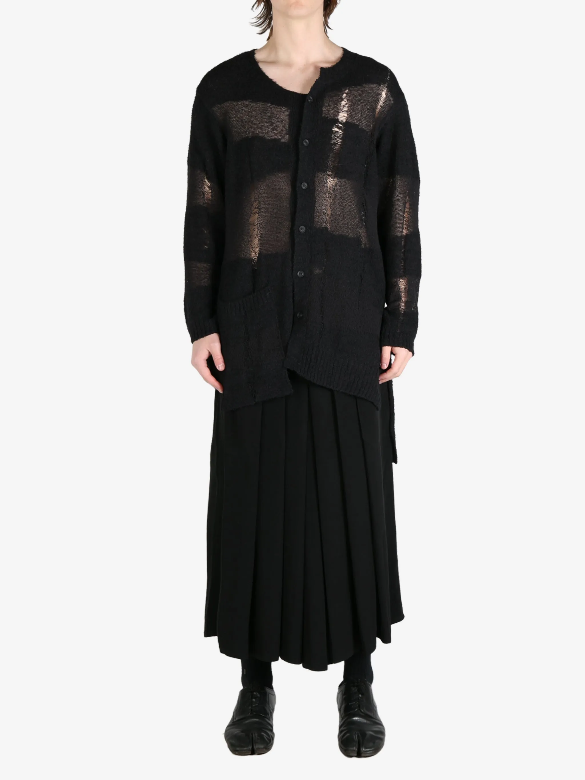 YOHJI YAMAMOTO POUR HOMME - Herren Übergroße Cardigan Kleidung mit Used-Optik_yohji-yamamoto