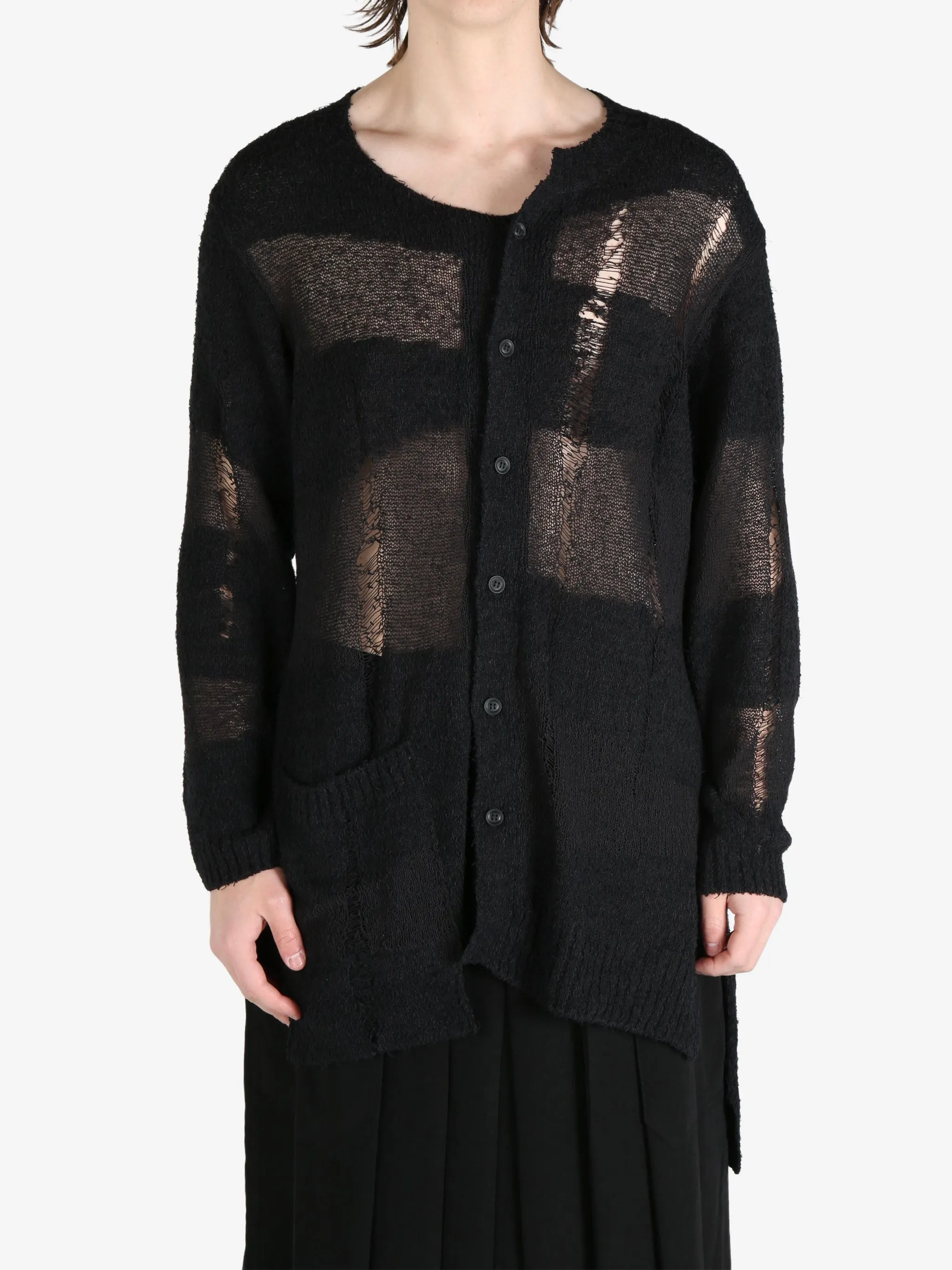 YOHJI YAMAMOTO POUR HOMME - Herren Übergroße Cardigan Kleidung mit Used-Optik_yohji-yamamoto